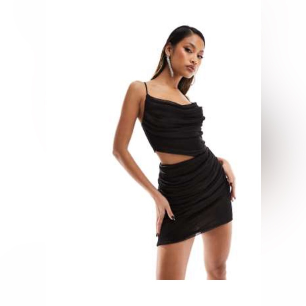 Sheet cowl cami mini dress with cut out